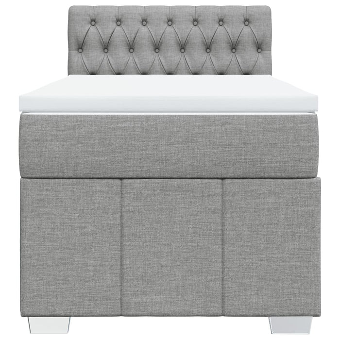 Pat box spring cu saltea, gri deschis, 90x190 cm, textil - WALTI WALTI