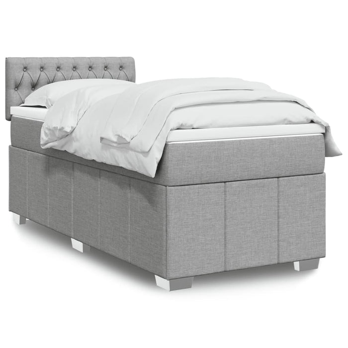 Pat box spring cu saltea, gri deschis, 90x190 cm, textil - WALTI WALTI