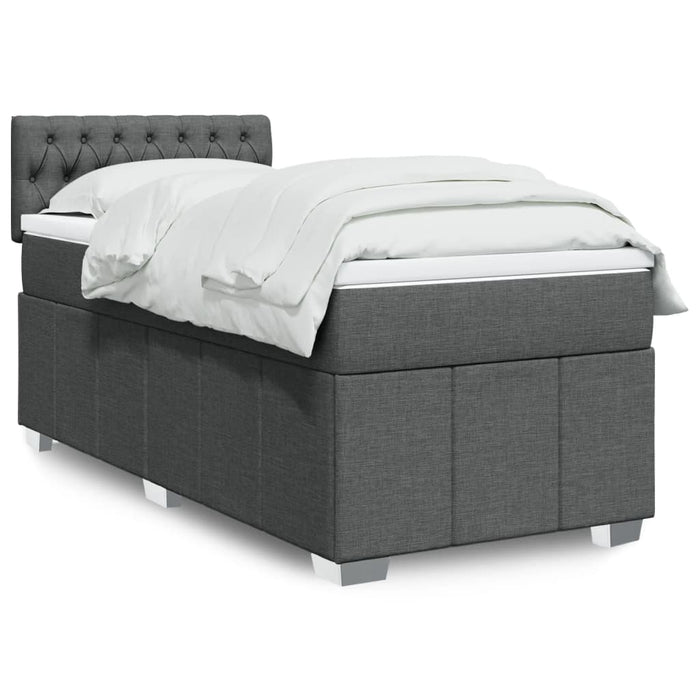 Pat box spring cu saltea, gri închis, 90x190 cm, textil - WALTI WALTI