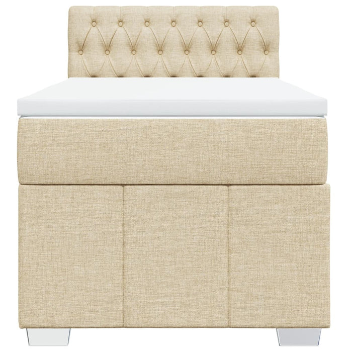 Pat box spring cu saltea, crem, 90x190 cm, textil - WALTI WALTI