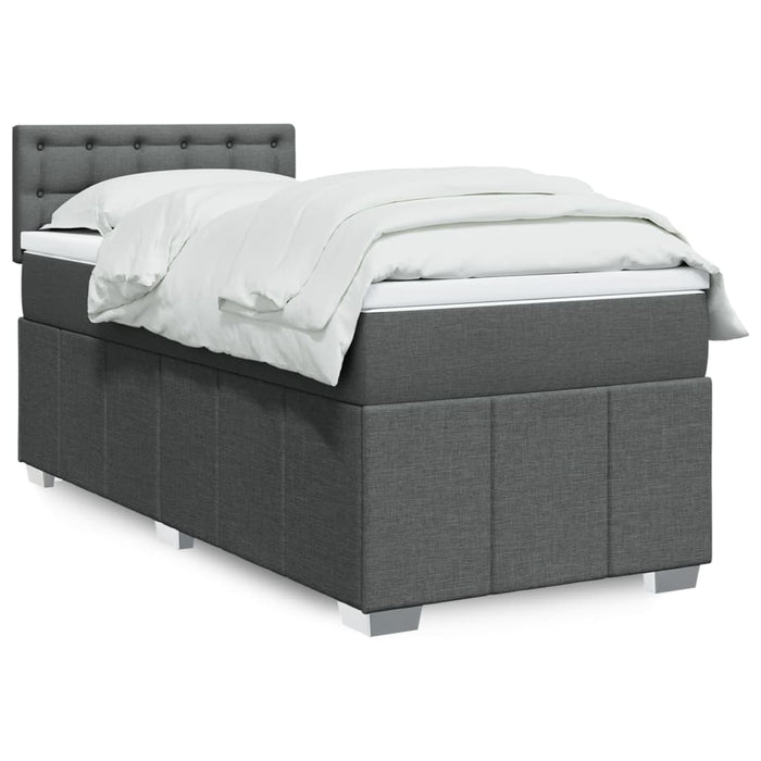 Pat box spring cu saltea, gri închis, 90x190 cm, textil - WALTI WALTI