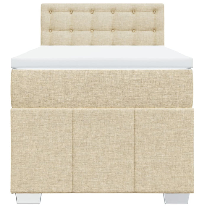 Pat box spring cu saltea, crem, 90x190 cm, textil WALTI