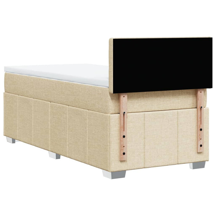 Pat box spring cu saltea, crem, 90x190 cm, textil WALTI