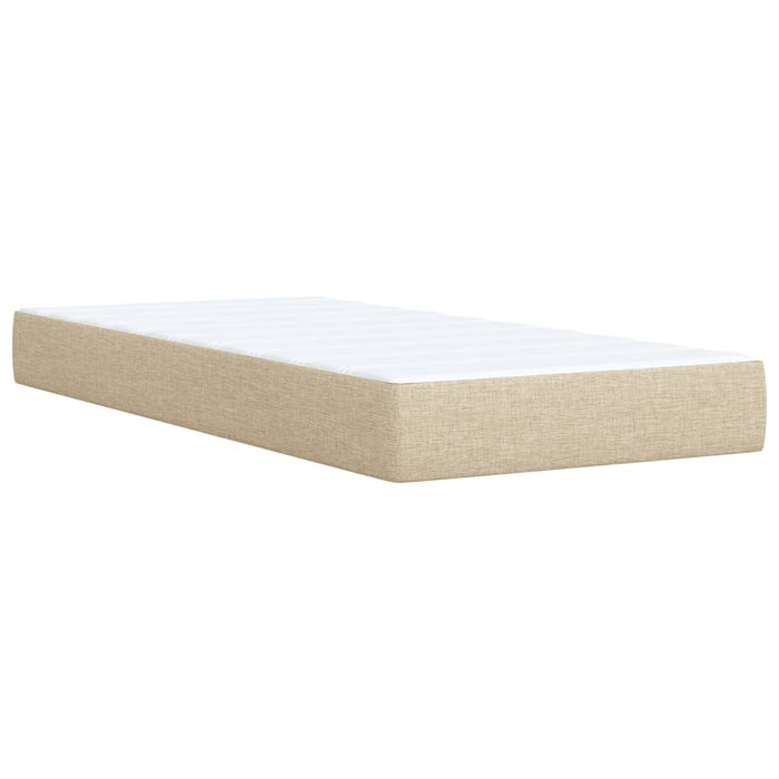 Pat box spring cu saltea, crem, 90x190 cm, textil WALTI