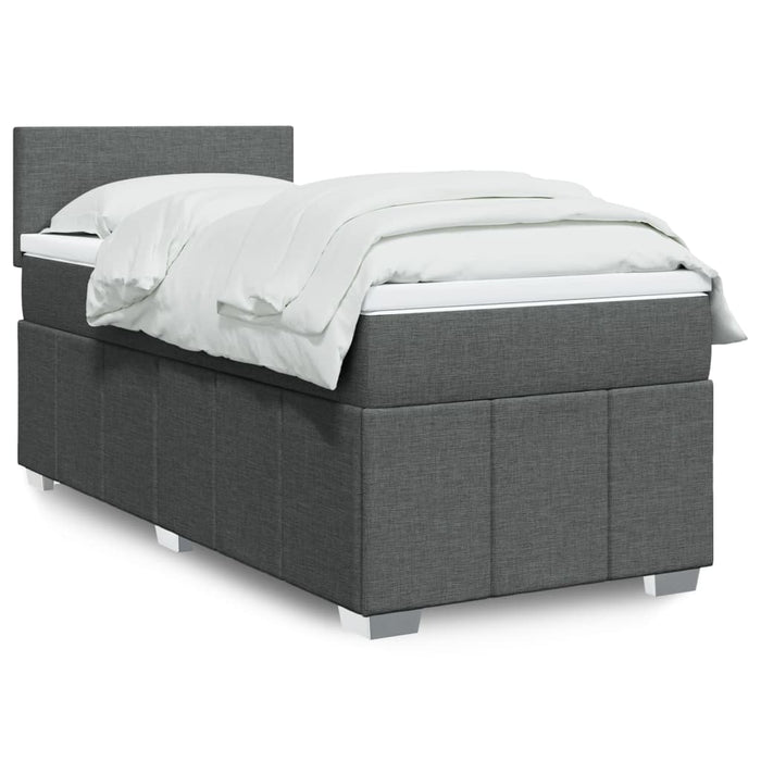 Pat box spring cu saltea, gri închis, 90x200 cm, textil - WALTI WALTI