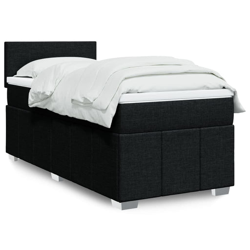 Pat box spring cu saltea, negru, 90x200 cm, textil - WALTI WALTI