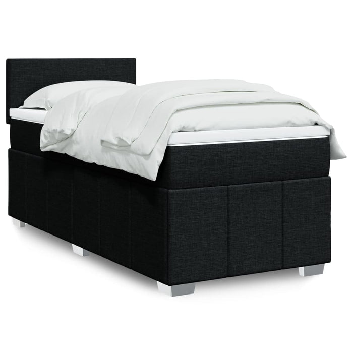 Pat box spring cu saltea, negru, 90x200 cm, textil - WALTI WALTI