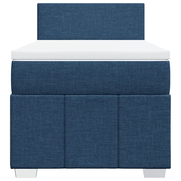 Pat box spring cu saltea, albastru, 90x200 cm, textil - WALTI WALTI