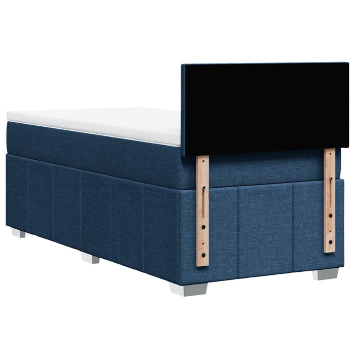 Pat box spring cu saltea, albastru, 90x200 cm, textil - WALTI WALTI