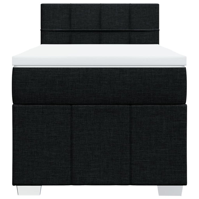 Pat box spring cu saltea, negru, 90x200 cm, textil WALTI