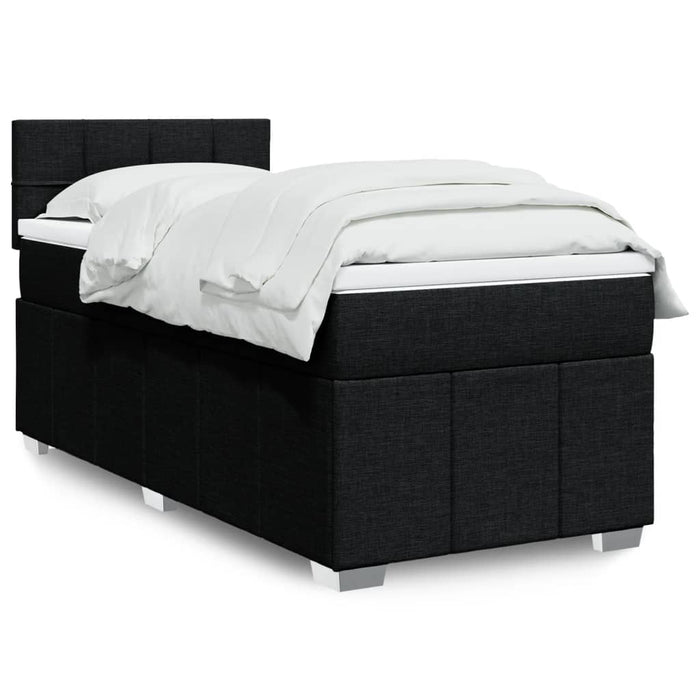 Pat box spring cu saltea, negru, 90x200 cm, textil WALTI