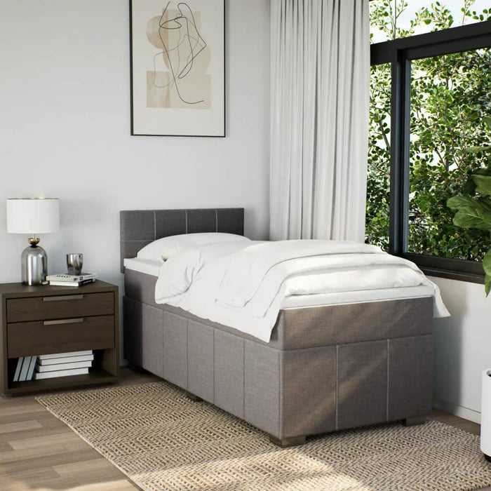 Pat box spring cu saltea, gri taupe, 90x200 cm, textil - WALTI WALTI