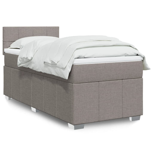 Pat box spring cu saltea, gri taupe, 90x200 cm, textil - WALTI WALTI