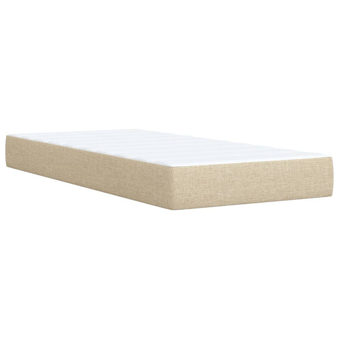 Pat box spring cu saltea, crem, 90x200 cm, textil WALTI