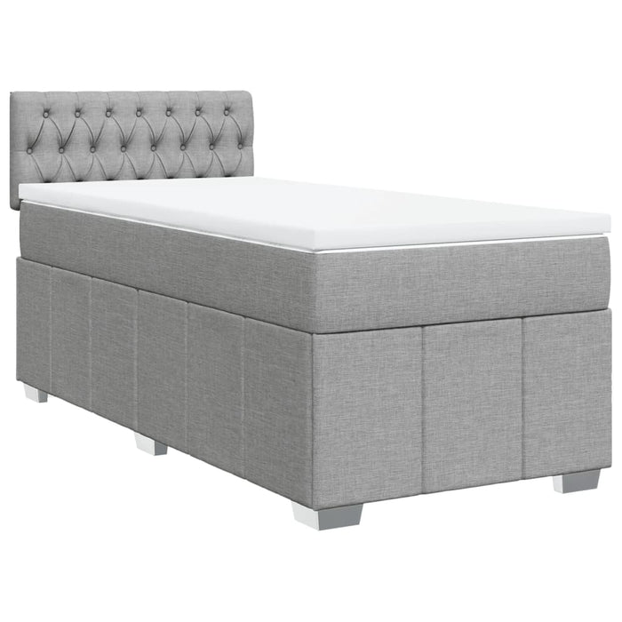 Pat box spring cu saltea, gri deschis, 90x200 cm, textil - WALTI WALTI