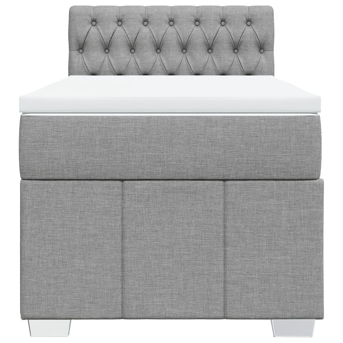 Pat box spring cu saltea, gri deschis, 90x200 cm, textil - WALTI WALTI