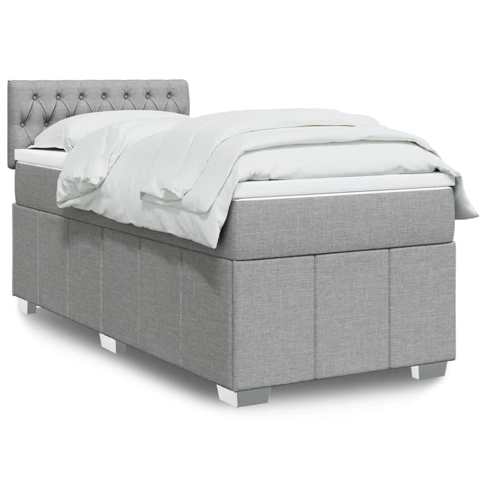 Pat box spring cu saltea, gri deschis, 90x200 cm, textil - WALTI WALTI