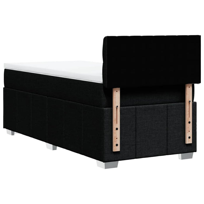 Pat box spring cu saltea, negru, 90x200 cm, textil WALTI