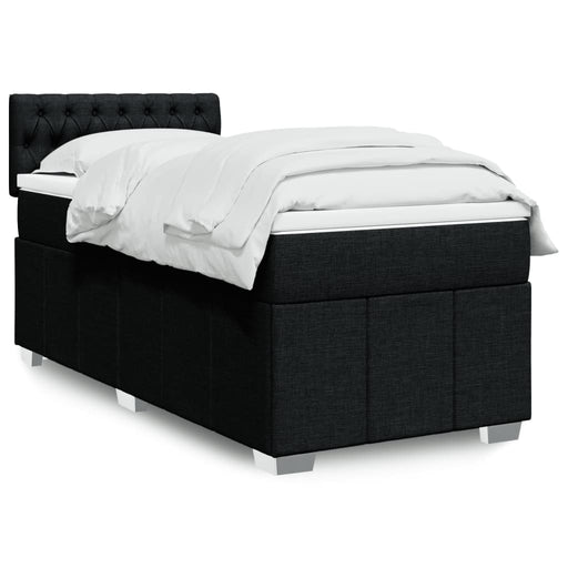 Pat box spring cu saltea, negru, 90x200 cm, textil - WALTI WALTI
