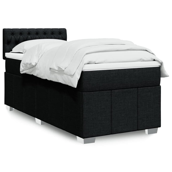 Pat box spring cu saltea, negru, 90x200 cm, textil WALTI
