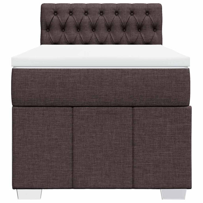 Pat box spring cu saltea, maro închis, 90x200 cm, textil WALTI