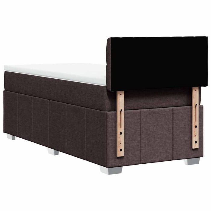 Pat box spring cu saltea, maro închis, 90x200 cm, textil WALTI