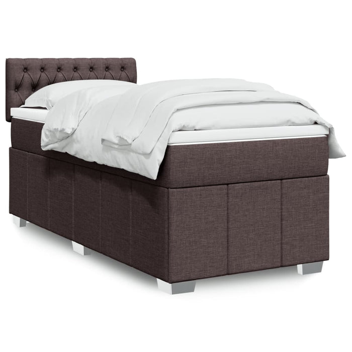 Pat box spring cu saltea, maro închis, 90x200 cm, textil WALTI