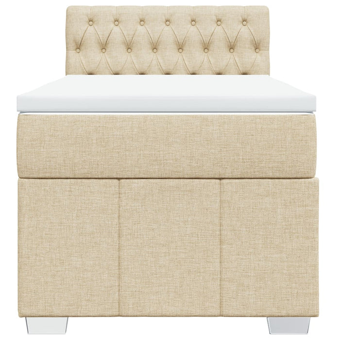 Pat box spring cu saltea, crem, 90x200 cm, textil WALTI