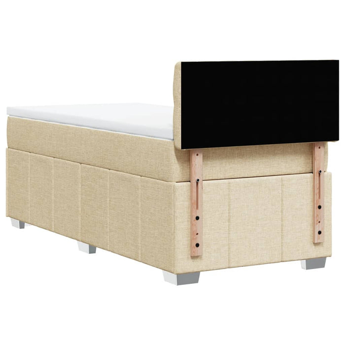 Pat box spring cu saltea, crem, 90x200 cm, textil WALTI