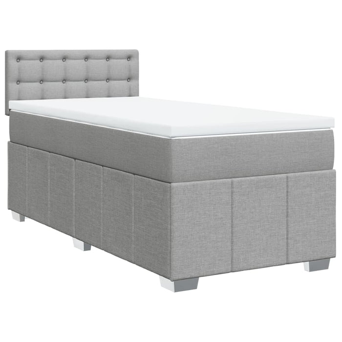 Pat box spring cu saltea, gri deschis, 90x200 cm, textil - WALTI WALTI