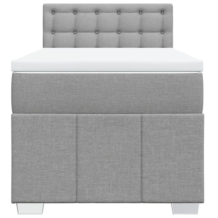 Pat box spring cu saltea, gri deschis, 90x200 cm, textil - WALTI WALTI