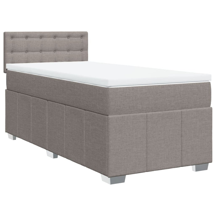 Pat box spring cu saltea, gri taupe, 90x200 cm, textil - WALTI WALTI