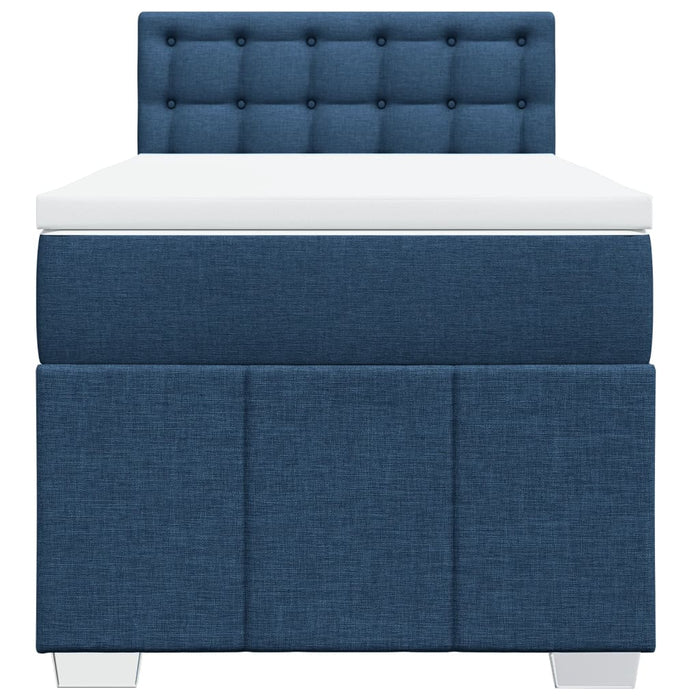 Pat box spring cu saltea, albastru, 90x200 cm, textil - WALTI WALTI