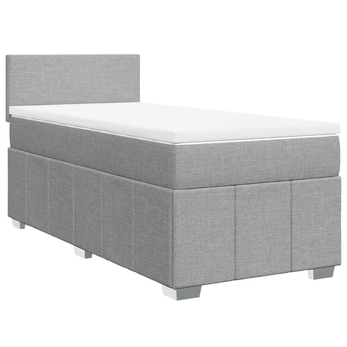 Pat box spring cu saltea, gri deschis, 100x200 cm, textil - WALTI WALTI