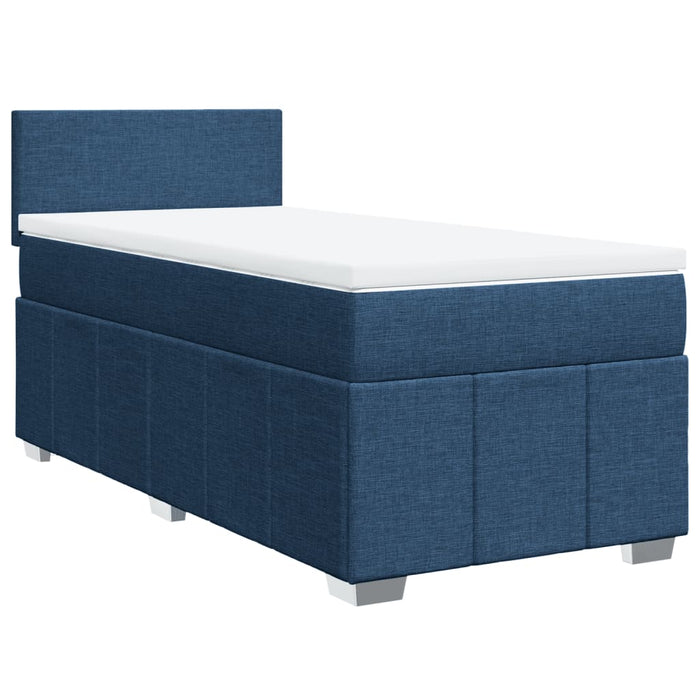 Pat box spring cu saltea, albastru, 100x200 cm, textil WALTI