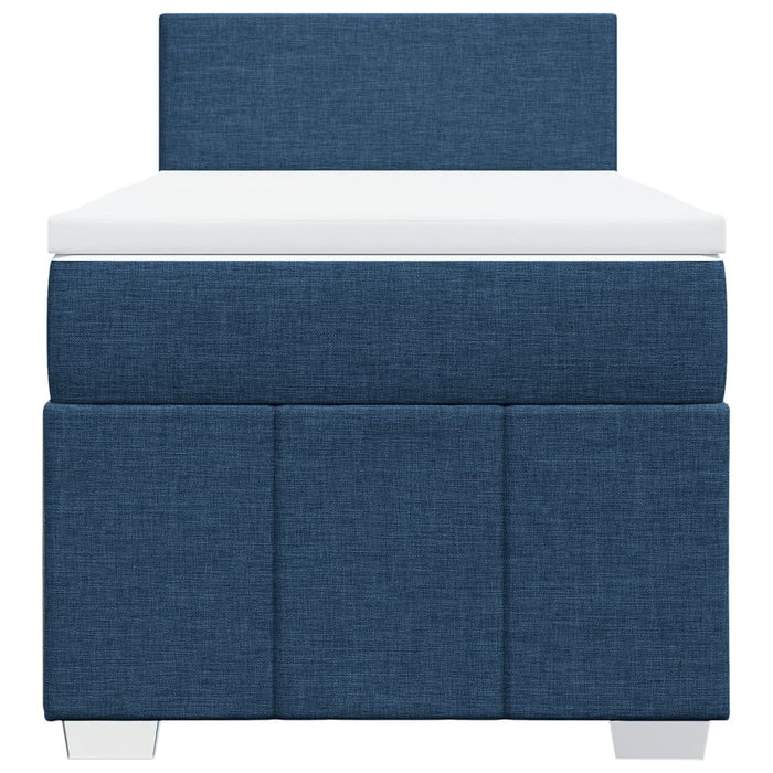 Pat box spring cu saltea, albastru, 100x200 cm, textil WALTI