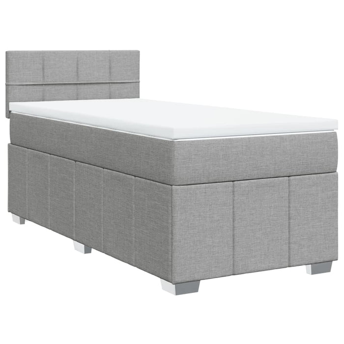 Pat box spring cu saltea, gri deschis, 100x200 cm, textil - WALTI WALTI
