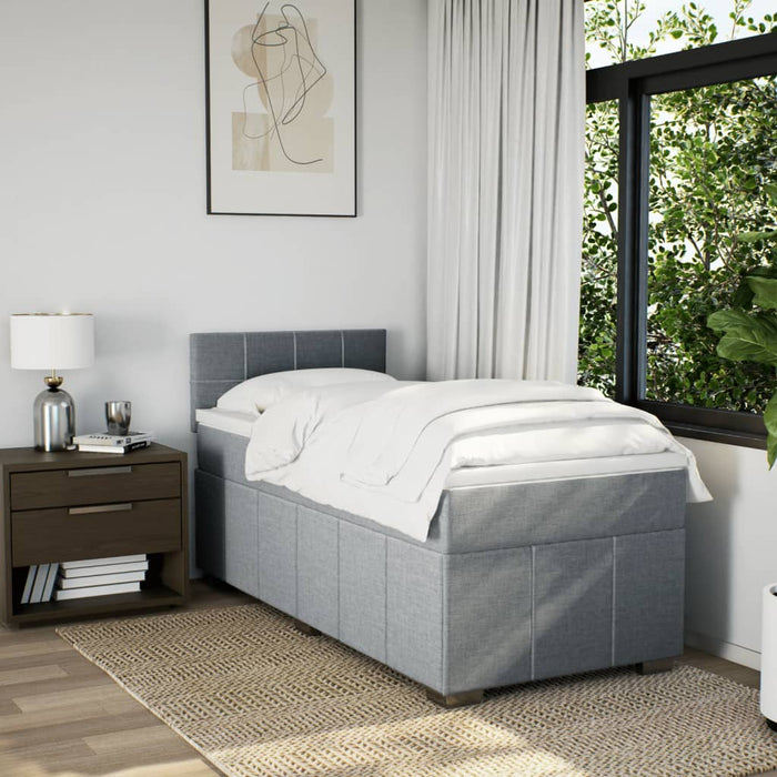 Pat box spring cu saltea, gri deschis, 100x200 cm, textil - WALTI WALTI