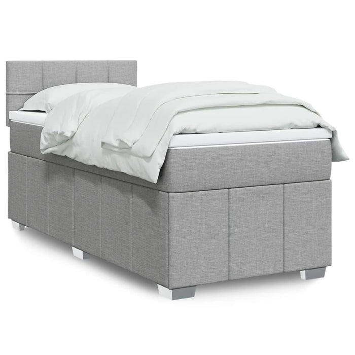 Pat box spring cu saltea, gri deschis, 100x200 cm, textil - WALTI WALTI