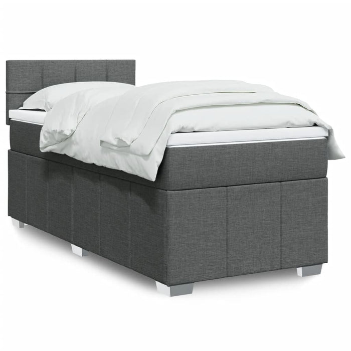 Pat box spring cu saltea, gri închis, 100x200 cm, textil - WALTI WALTI