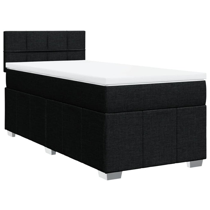 Pat box spring cu saltea, negru, 100x200 cm, textil - WALTI WALTI