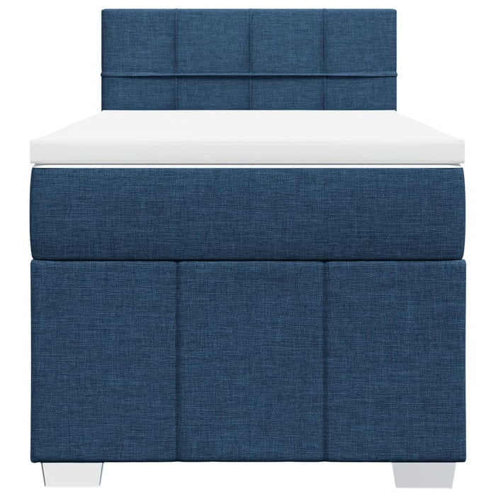 Pat box spring cu saltea, albastru, 100x200 cm, textil WALTI