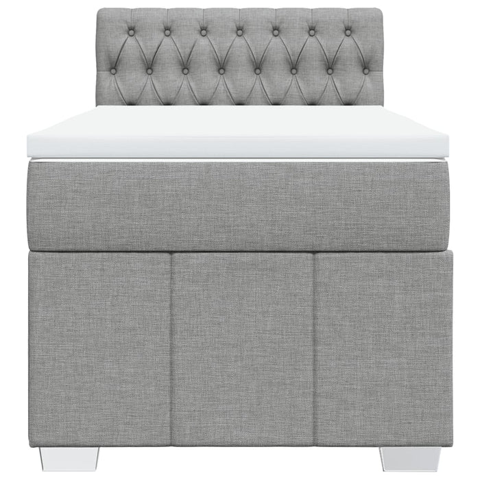 Pat box spring cu saltea, gri deschis, 100x200 cm, textil - WALTI WALTI