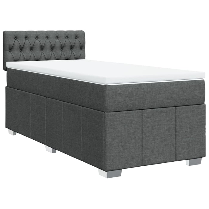 Pat box spring cu saltea, gri închis, 100x200 cm, textil - WALTI WALTI