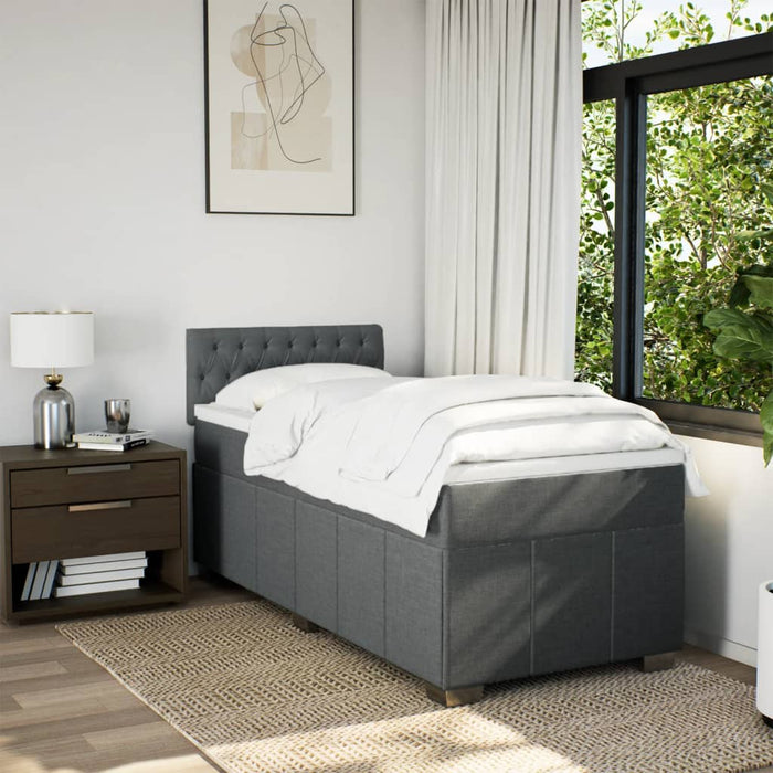 Pat box spring cu saltea, gri închis, 100x200 cm, textil - WALTI WALTI