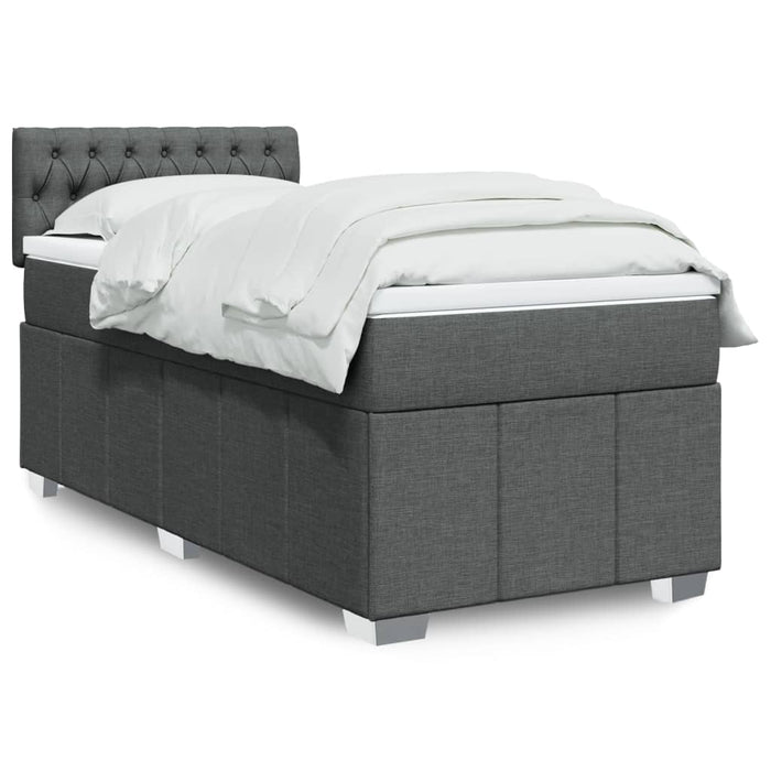 Pat box spring cu saltea, gri închis, 100x200 cm, textil - WALTI WALTI