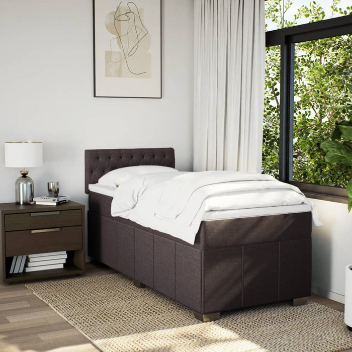 Pat box spring cu saltea, maro închis, 100x200 cm, textil WALTI