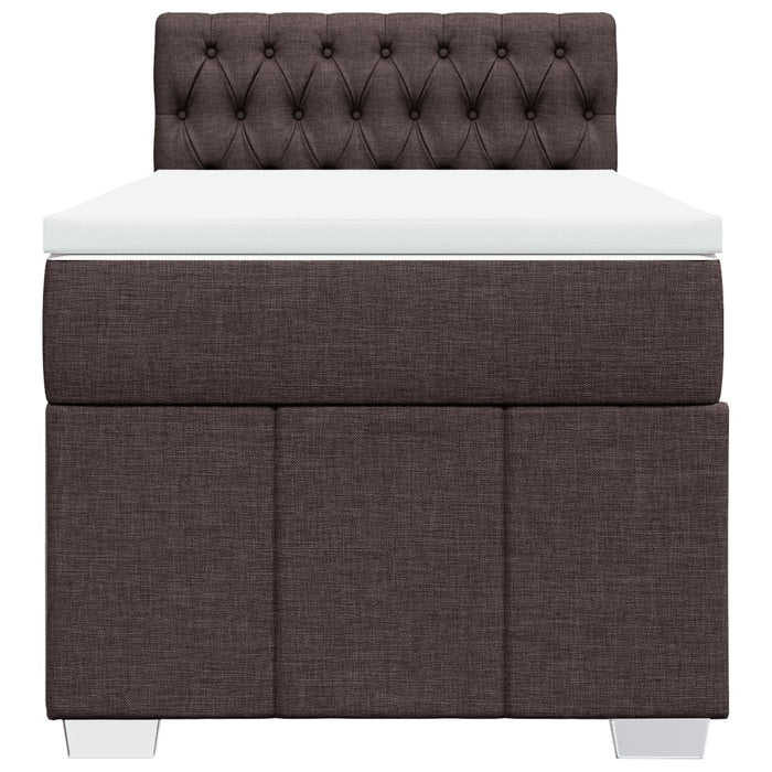 Pat box spring cu saltea, maro închis, 100x200 cm, textil WALTI