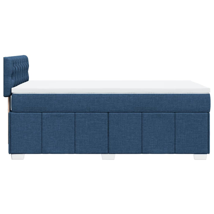 Pat box spring cu saltea, albastru, 100x200 cm, textil WALTI