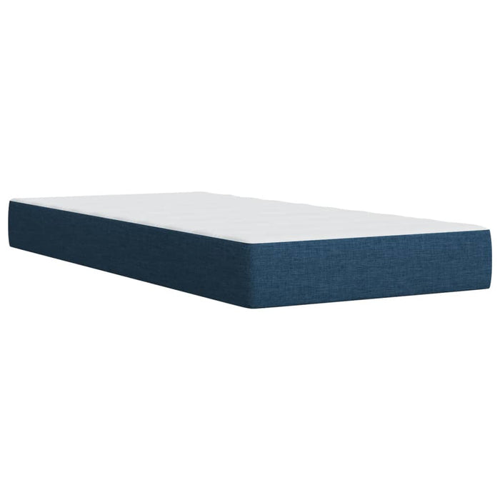 Pat box spring cu saltea, albastru, 100x200 cm, textil WALTI